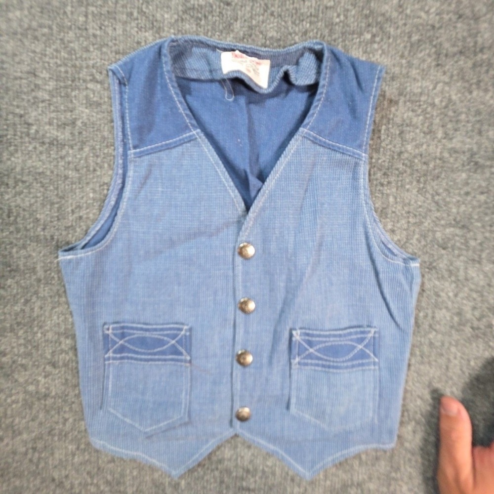 Vintage Donmoor Vest Kids 3T Blue Striped Button Front Pockets Casual Layering